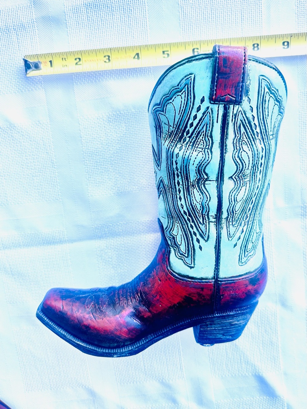 Burton & Burton Western Rustic Howdy Cowboy Boot Resin Vas e/Decor Handpainted - Picture 9 of 9